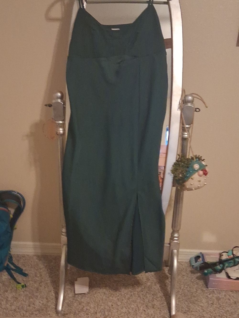 Dark Green Midi Slip Skirt - Women